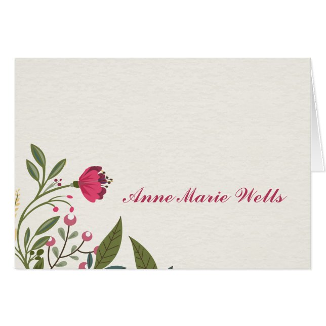 Cartão Notecard floral dobrado com foto opcional (Frente Horizontal)