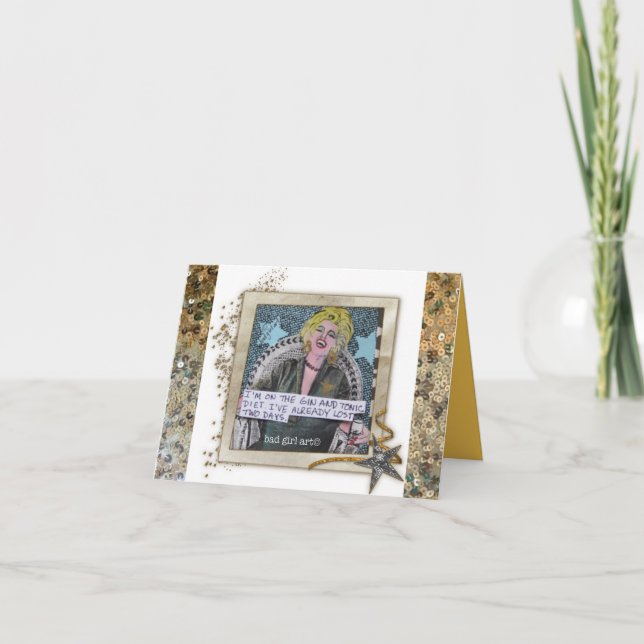 CARTÃO NOTECARD-I'M ON THE GIN AND TONIC DIET. (Frente)