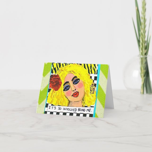CARTÃO NOTECARD-IT'S SO INVOLVED BEING ME. (Frente)
