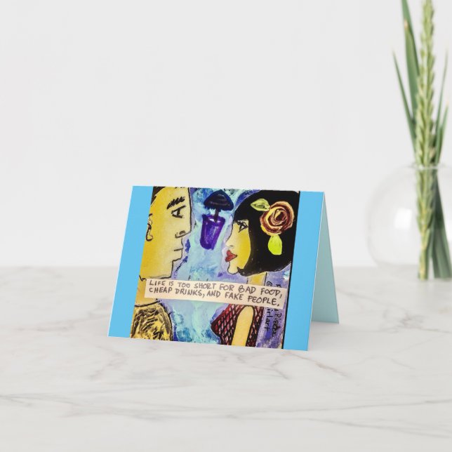 Cartão notecard-Life is too short for that food, cheap dr (Frente)