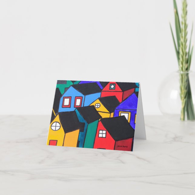 Cartão Notecard: Many Colored Houses (Frente)