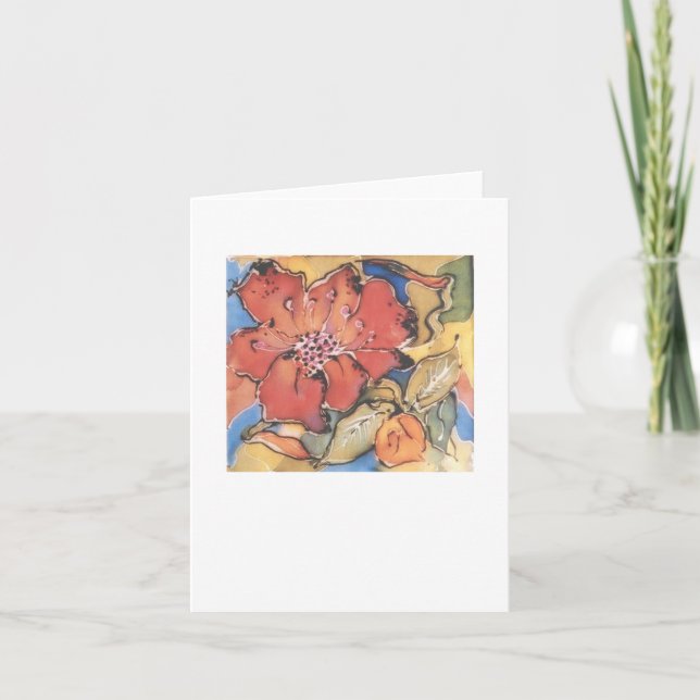 Cartão Notecard of a silk painting of a flower (Frente)