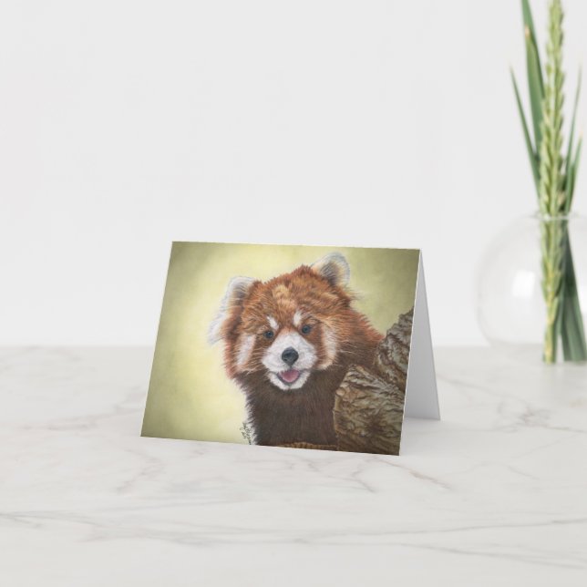 Cartão Notecard panda vermelha (Frente)