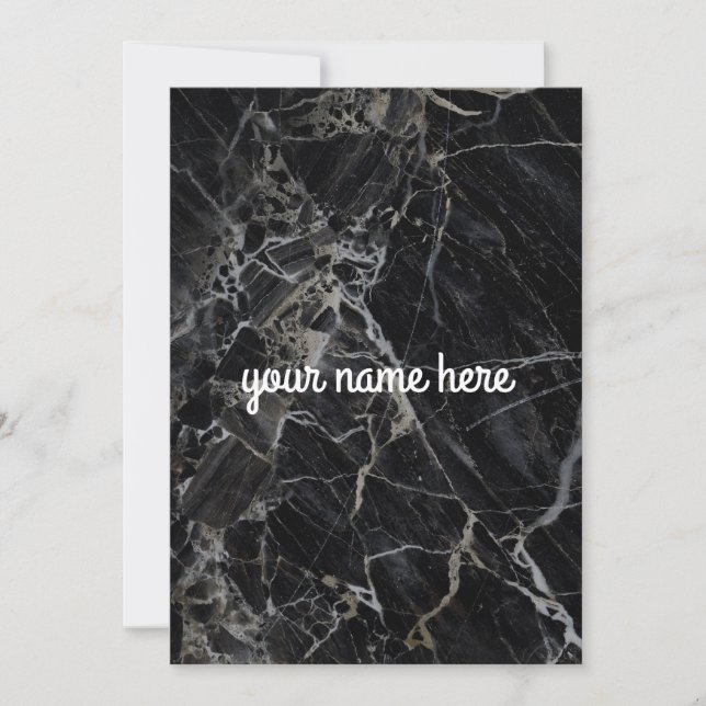 Cartão Notecard Personalizada de Marble Preto (Frente)
