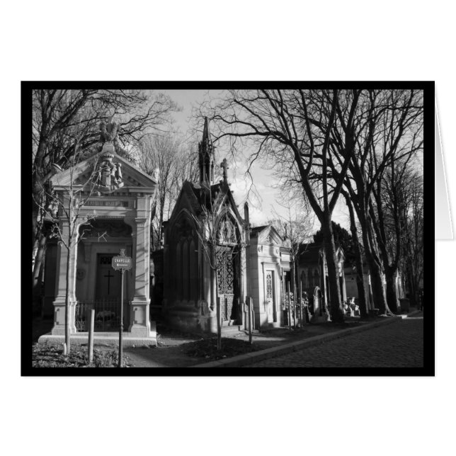 Cartão Notecard preto e branco do Cemitério Mausoléu Góti (Frente horizontal)