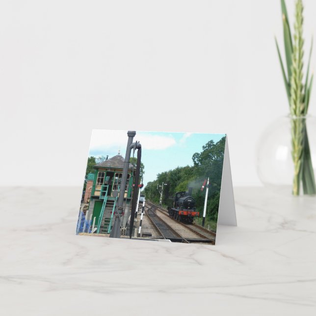 Cartão Notecard: Steam Train and Signal Box (Frente)