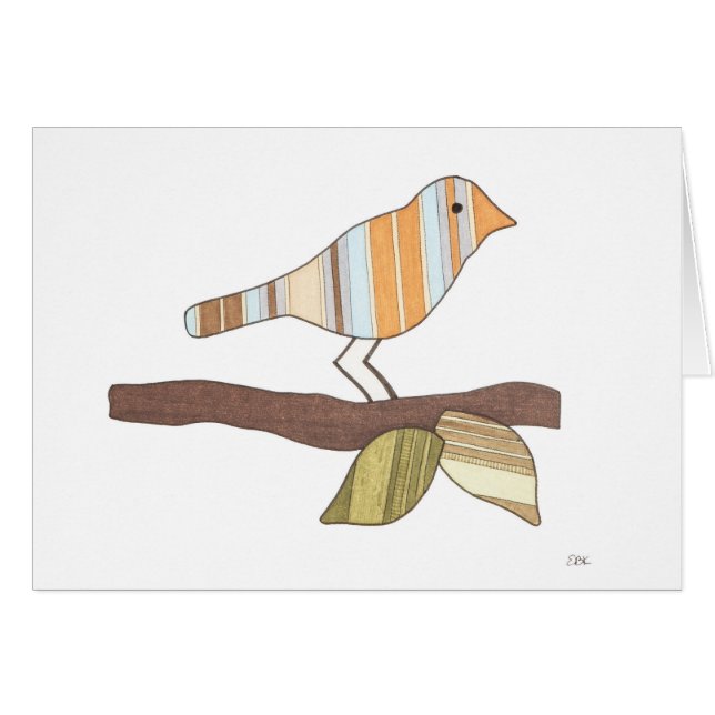 Cartão Notecard Whimsic Bird Art (Frente Horizontal)