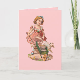 CARTÃO NOTECARDS DA ERA VICTORIANA - MENINA E CACHORRO
