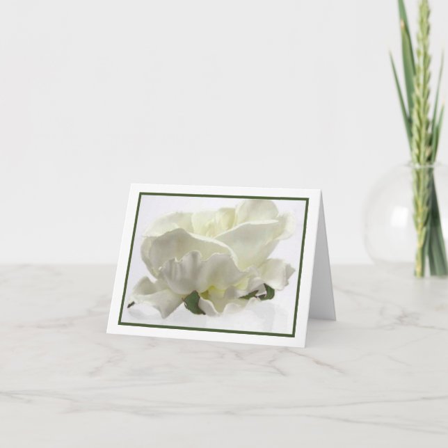 Cartão Notecards De Casamento Floral Branco Elegante (Frente)