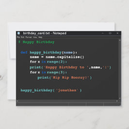 Cartão Notepad Computer Programmer Dark Mode Aniversário