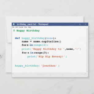 Cartão Notepad Computer Programmer Format Aniversário do