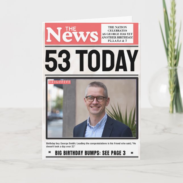 Cartão Notícias de Última Hora Nome Personalizado Foto An (Frente)