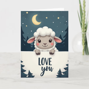 Cartão Noturno de Amor de Cordeiro Fofo