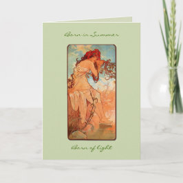 Cartão Nouveau Summer Girl Birthday Card