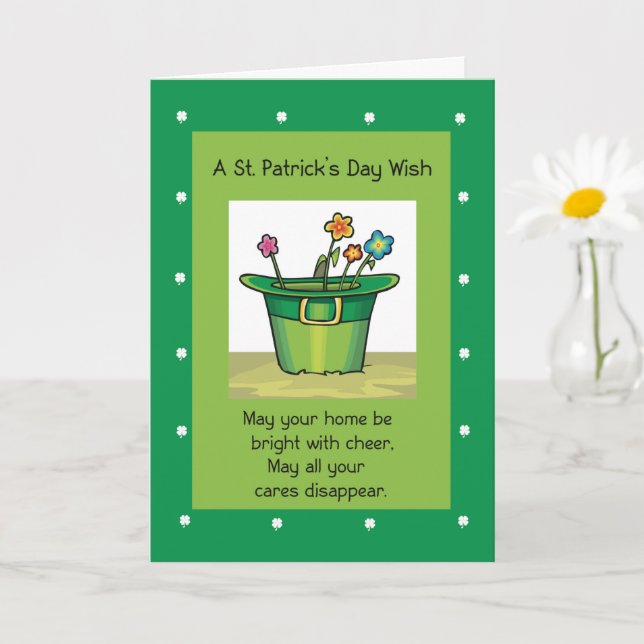 Cartão Nova casa no primeiro Dia de São Patrício com flor (Planta pequena)