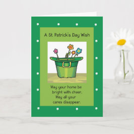 Cartão Nova casa no primeiro Dia de São Patrício com flor