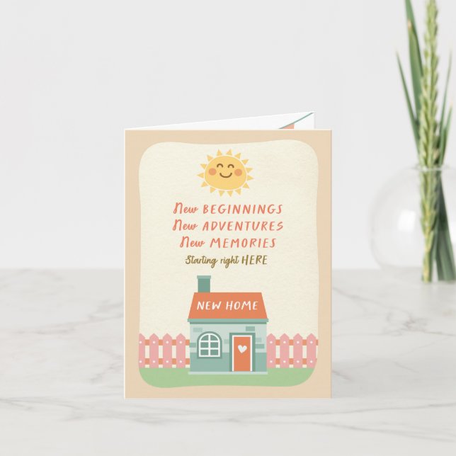 Cartão Nova Casa Parabéns Novas AVENTURAS Começam Aqui (Frente)