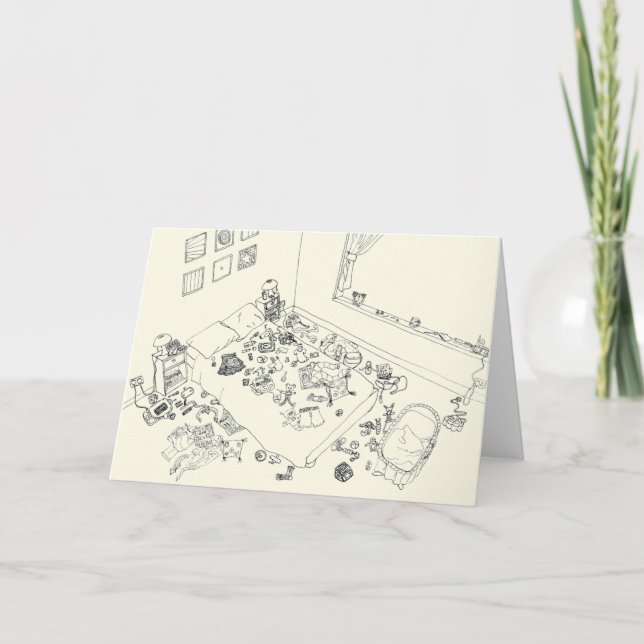 Cartão Nova Fila Engraçada do Pai do Bebê Desenhando de C (Frente)