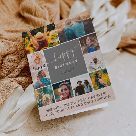 Cartão Nova grelha de colagem de fotografias rosa-10