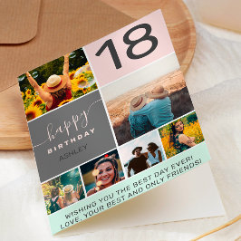 Cartão Nova grelha de colagem de fotografias rosa 6, de 1