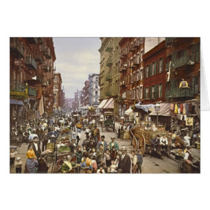 Cartão Nova Iorque 1900 do mercado de rua do Mulberry