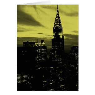 Cartão Nova Iorque amarelo pontilhado preto