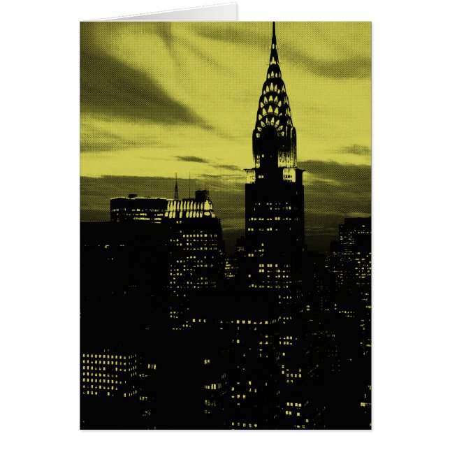 Cartão Nova Iorque amarelo pontilhado preto (Frente)