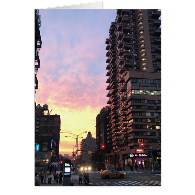 Cartão Nova Iorque Sunset Upper West Side 96th Rua NYC (Frente)