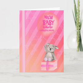 Cartão Nova menina fofa Koala Card cor-de-rosa