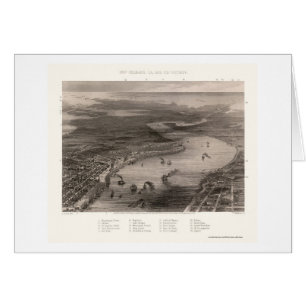 Cartão Nova Orleães, mapa panorâmico do LA - 1863