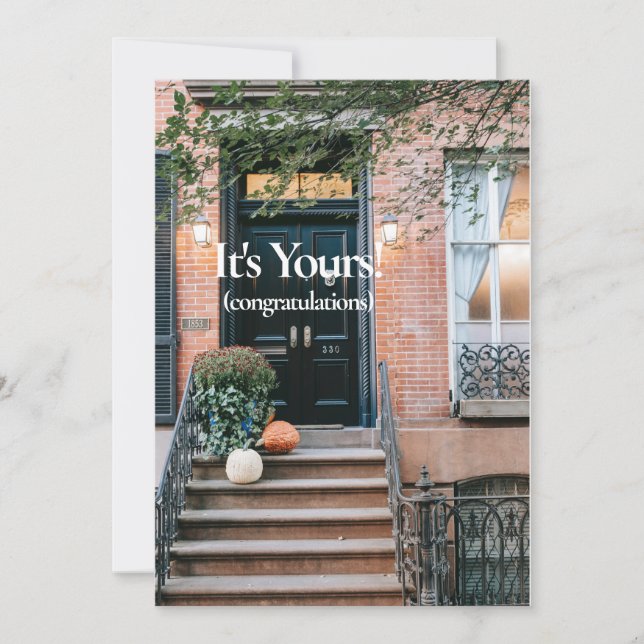 Cartão Nova placa de saudação de Parabéns domésticos (Frente)