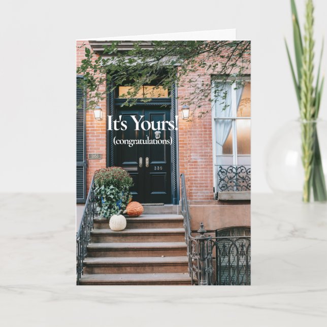 Cartão Nova placa de saudação de Parabéns domésticos (Frente)