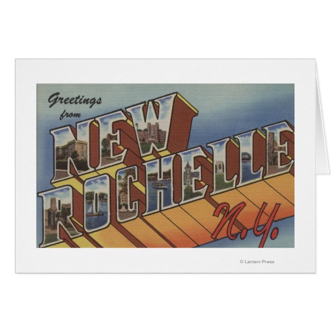 Cartão Nova Rochelle, Nova Iorque - Cenas com Letras Gran (Frente Horizontal)
