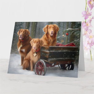 Cartão Nova Scotia Duck Toller Retriever Trenó de Madeira
