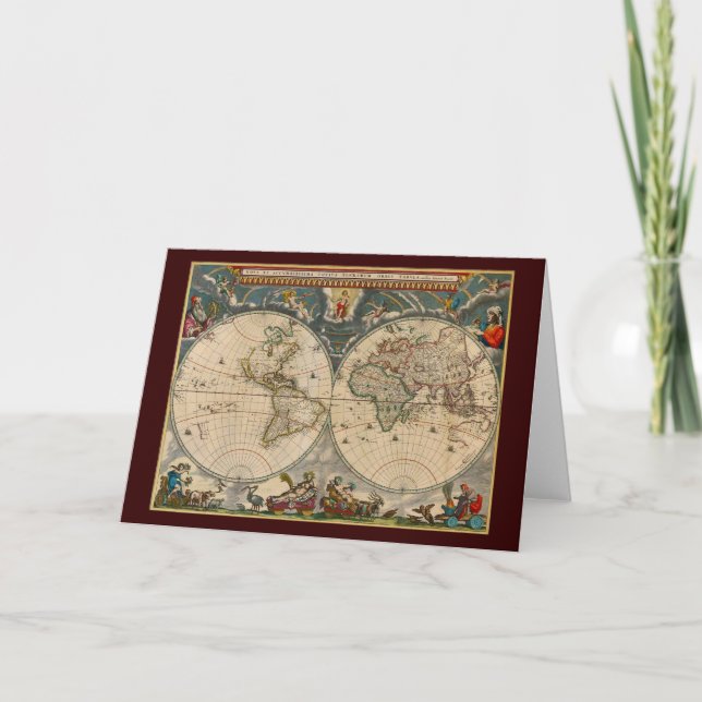 Cartão Nova Totius Terrarum Orbis Tabula World Map (Frente)