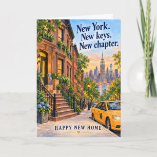 Cartão Nova York Brownstone Silhueta do Céu Feliz Nova Ca