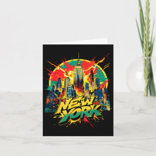 Cartão Nova York Silhueta Urbana Punk Grunge Vintage Retr
