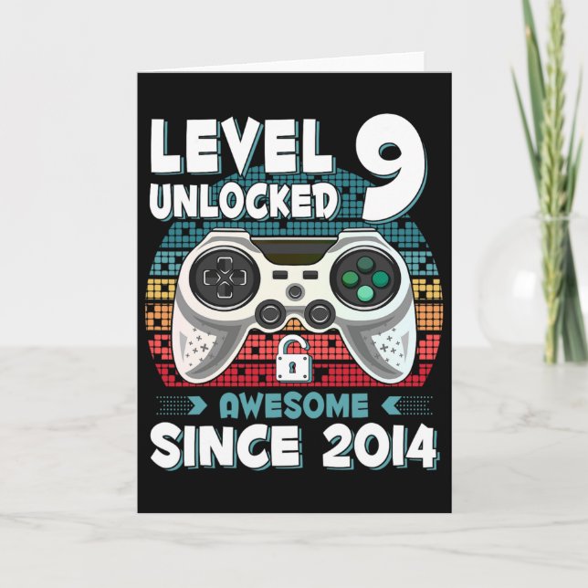 Cartão Nove Nove Anos Bday Son Boy Engraçado Jogador 9º 9 (Frente)