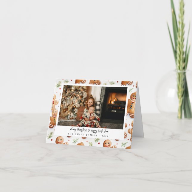 Cartão Novelty Gingerbird Men Foto de Férias (Frente)