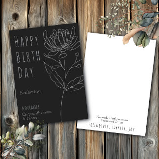 Cartão November Birth Flower Chrysanthemum & Peony