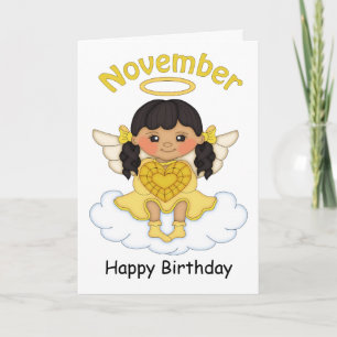 Cartão November Birthstone Angel Black Birthday Card