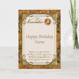 Cartão November Topaz Birthstone Birthday Card