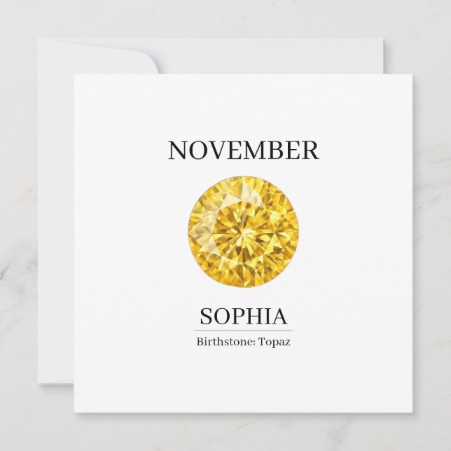 Cartão November Topaz Personalized Birthday (Frente)