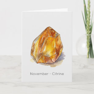 Cartão Novembro Birthstone Citrine Happy Birthday Card