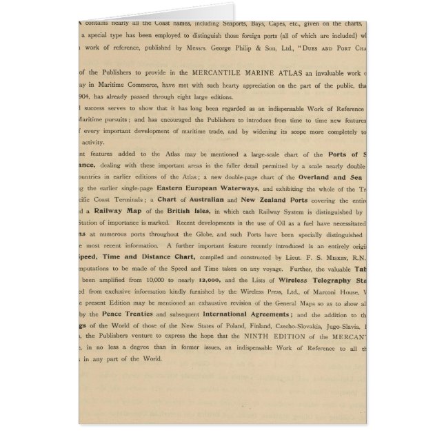 Cartão Novo atlas marinho mercantil (Frente)