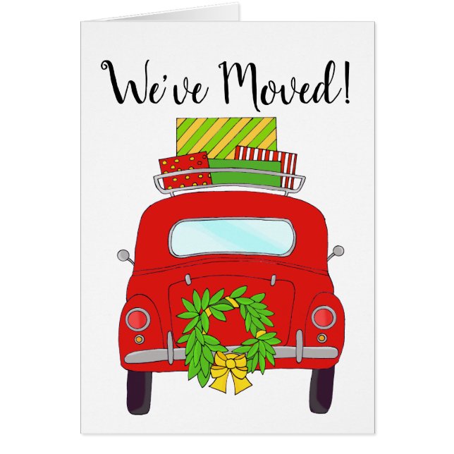 Cartão Novo endereço Classic Christmas Car (Frente)