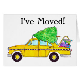 Cartão Novo endereço Presentes de Natal de táxi amarelo