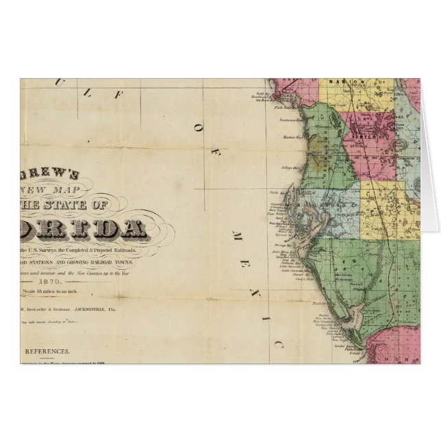 Cartão Novo Mapa de Drew do Estado da Flórida (Frente Horizontal)