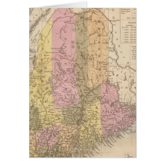 Cartão Novo Mapa do Maine (Frente)