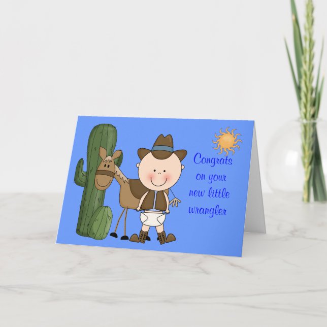 Cartão Novos Parabéns Bebês e Pony - Ocidental (Frente)